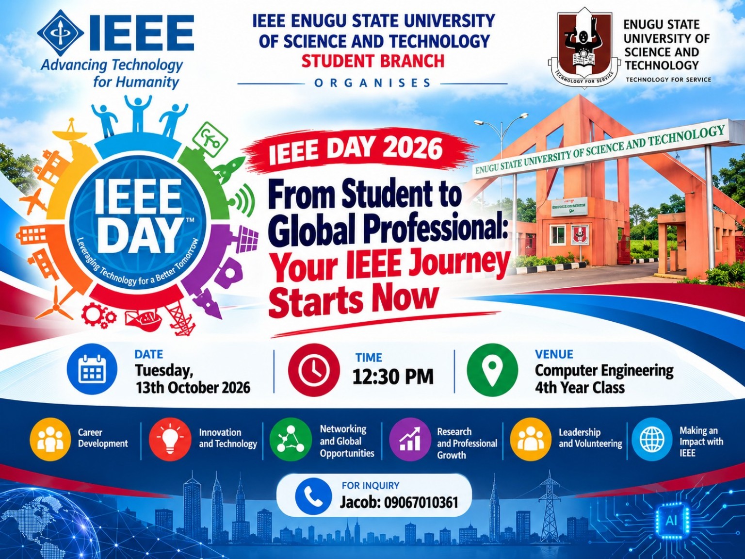 IEEE Day 2026 event poster at ESUT
